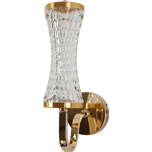 إضاءة جدارية مفرد ذهبي لون الانارة 3اضاءات قزاز شفاف 7 واط