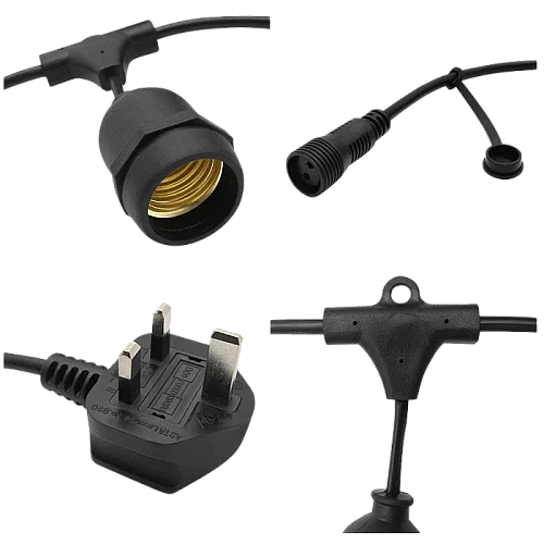  صورة منتج عقود لمبات للأفراح والمناسبات طول 10 متر اسود نزول 15 سم و 1 لمبة لكل متر 10 لمبات E27 موديل HU2333/10M/10/PROE27