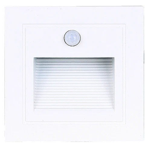 كشاف درج مع حساس حركة لون الانارة اصفر غطاء ابيض مربع دفن 7*7 سم