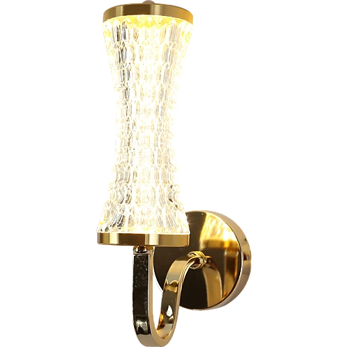إضاءة جدارية مفرد ذهبي لون الانارة 3اضاءات قزاز شفاف 7 واط