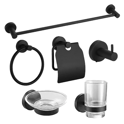 طقم اكسسوار مدور ستانلس ستيل 201 اسود