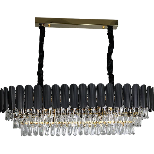 نجف مودرن غطاء اسود مع ذهبي مقاس 35 + 100 سم E14*10L