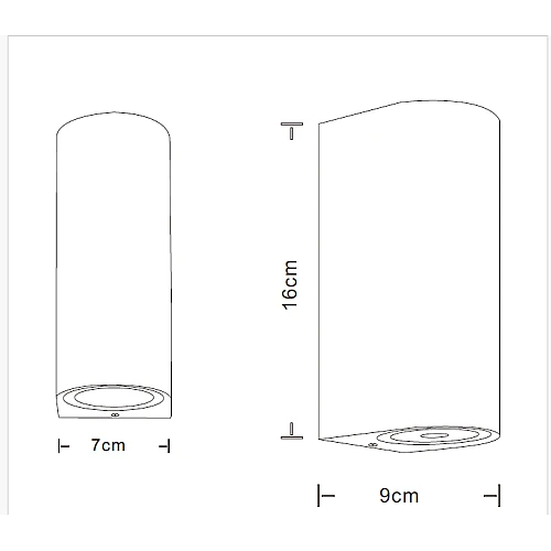 كشاف بوابة بتصميم اسطواني ابيض مجوز جهتين لمبة تركيب GU10